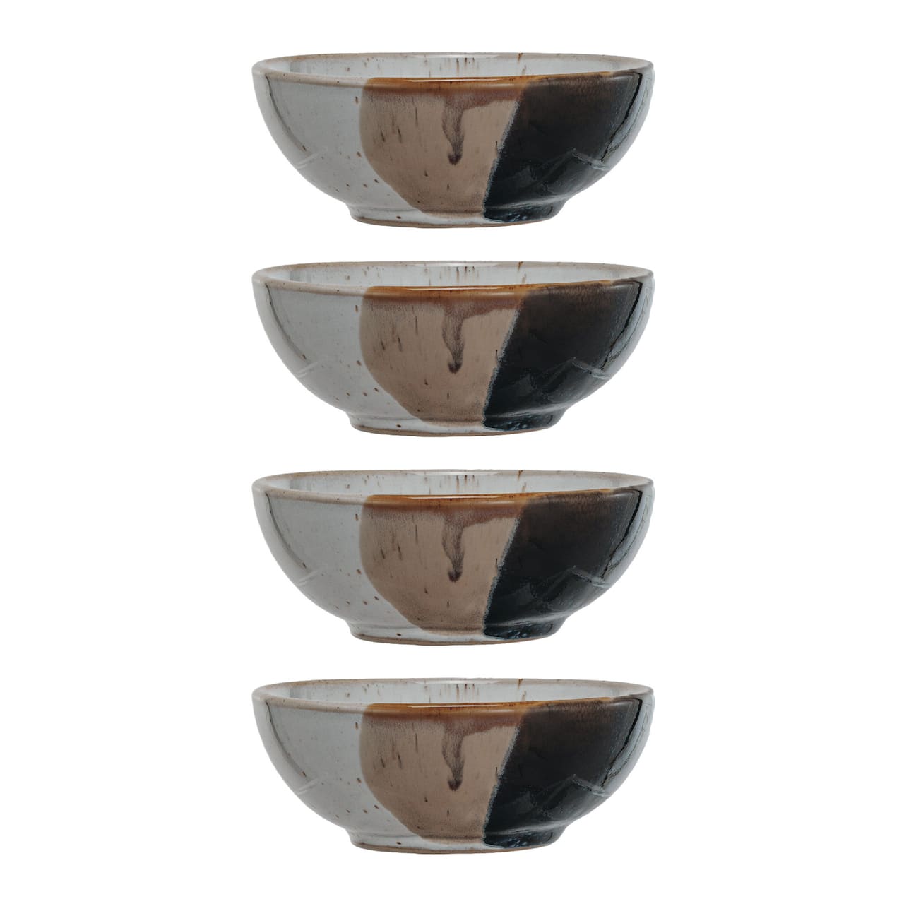 Hello Honey® 5" Tan & White Earthen Charm Stoneware Bowls, 4ct.